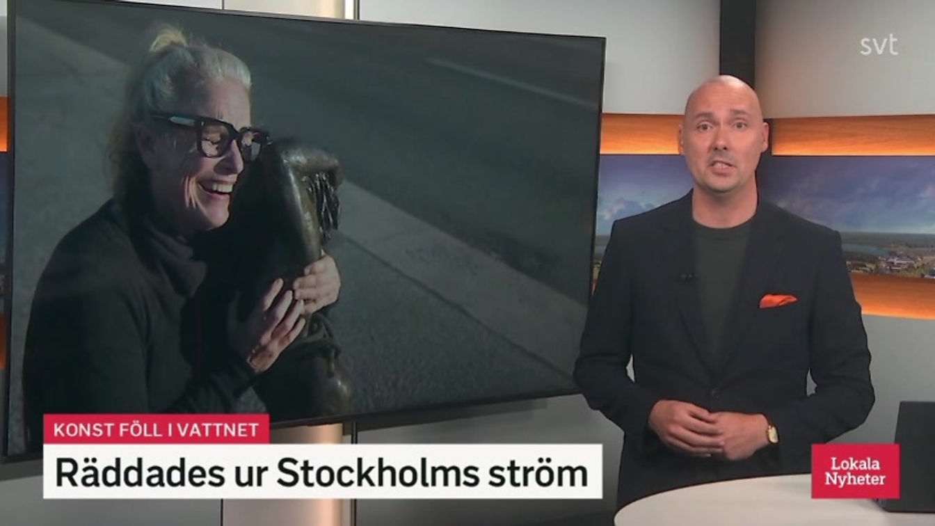 Konst föll i vattnet - Räddades ur Stockholms ström